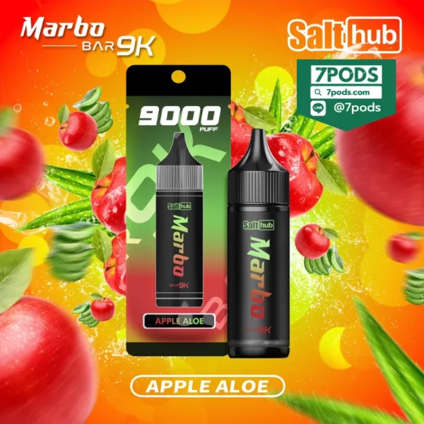 พอตใช้แล้วทิ้ง Marbo 9000 puffs กลิ่น Apple Aloe