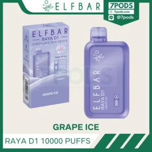 พอตใช้แล้วทิ้ง ELFBAR RAYA D1 10000 puffs กลิ่น Grape Ice