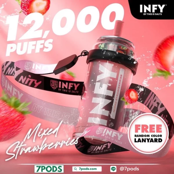 พอตใช้แล้วทิ้ง Infy 12000 คำ กลิ่น Mixed Strawberries