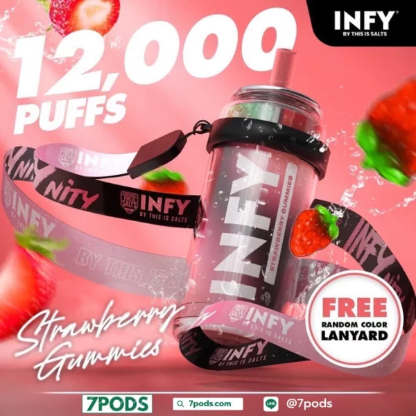 พอตใช้แล้วทิ้ง Infy 12000 คำ กลิ่น Strawberry Gummies