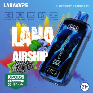 พอตใช้แล้วทิ้ง LANA AIRSHIP 10000 puffs กลิ่น Blueberry Raspberry