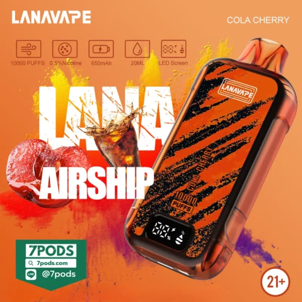 พอตใช้แล้วทิ้ง LANA AIRSHIP 10000 puffs กลิ่น Cola Cherry