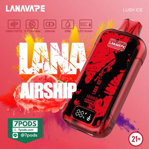 พอตใช้แล้วทิ้ง LANA AIRSHIP 10000 puffs กลิ่น Lush Ice