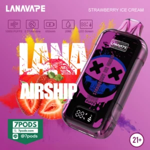 พอตใช้แล้วทิ้ง LANA AIRSHIP 10000 puffs กลิ่น Strawberry Ice Cream