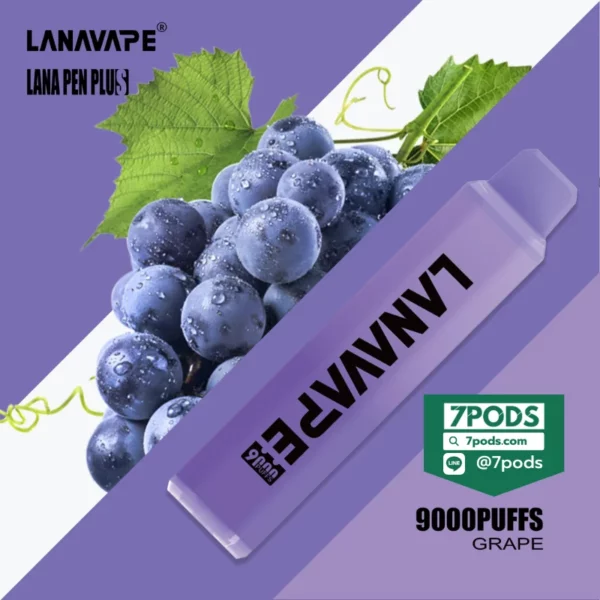 พอตใช้แล้วทิ้ง LANA PEN PLUS 9000 puffs กลิ่น Grape