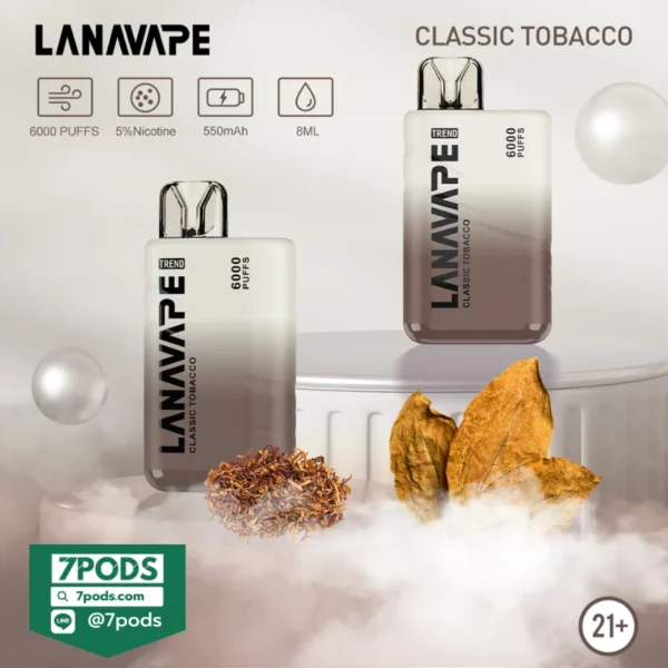 พอตใช้แล้วทิ้ง LANA TREND 6000 puffs กลิ่น Classic Tobacco