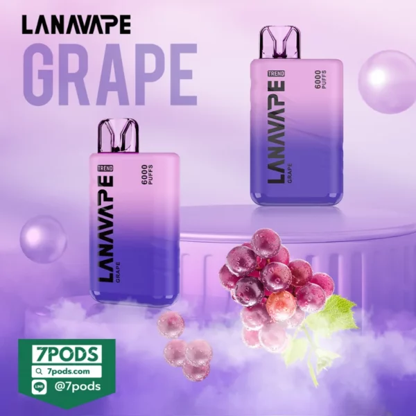 พอตใช้แล้วทิ้ง LANA TREND 6000 puffs กลิ่น Grape