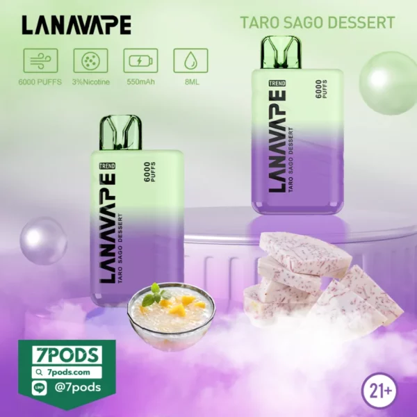 พอตใช้แล้วทิ้ง LANA TREND 6000 puffs กลิ่น Taro Sago Dessert