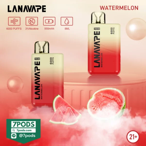 พอตใช้แล้วทิ้ง LANA TREND 6000 puffs กลิ่น Watermelon