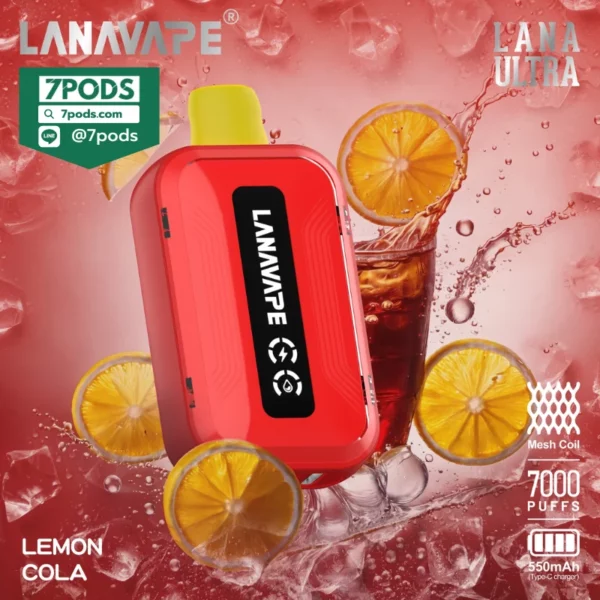 พอตใช้แล้วทิ้ง LANA ULTRA 7000 คำ กลิ่น Lemon Cola