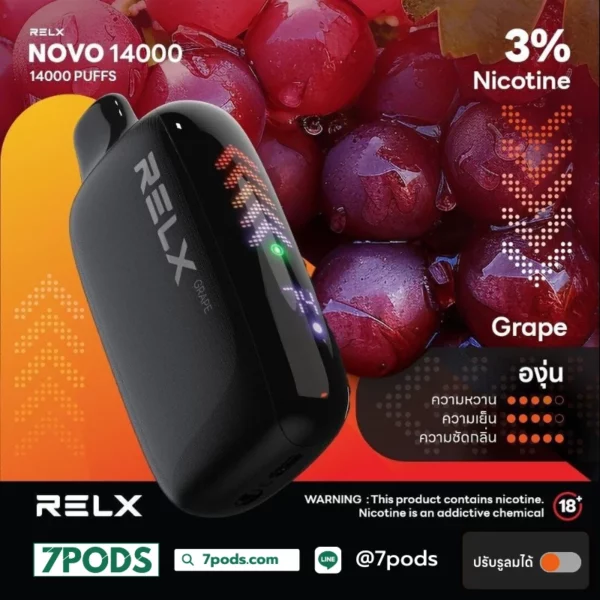 พอตใช้แล้วทิ้ง Relx Novo 14000 puff Grape