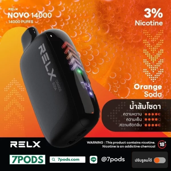 พอตใช้แล้วทิ้ง Relx Novo 14000 puff Orange Soda