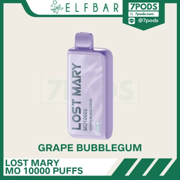 พอตใช้แล้วทิ้ง ELFBAR Lost Mary MO 10000 puffs Grape Bubblegum