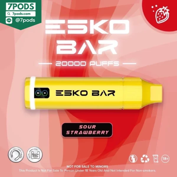 พอตใช้แล้วทิ้ง ESKO BAR 20000 puffs กลิ่น Sour Strawberry