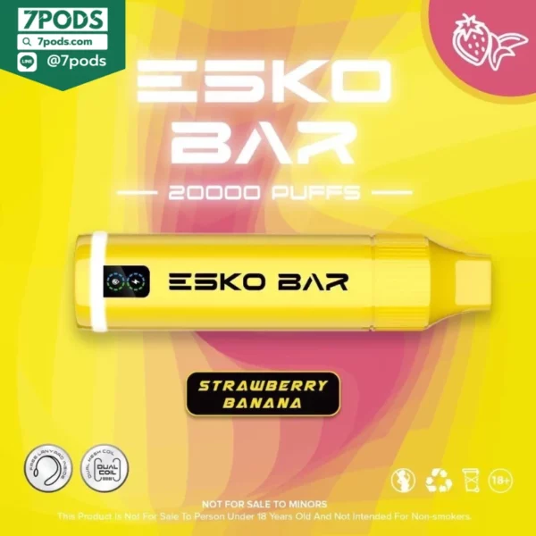 พอตใช้แล้วทิ้ง ESKO BAR 20000 puffs กลิ่น Strawberry Banana