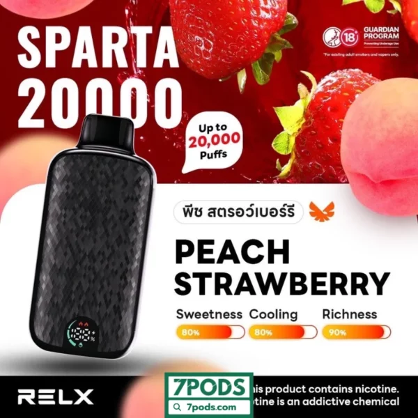 RELX 20000 คำ Sparta กลิ่น Peach Strawberry