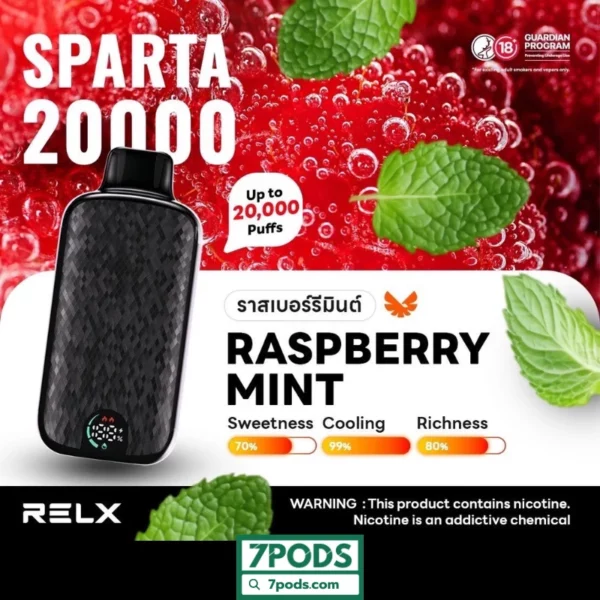 RELX 20000 คำ Sparta กลิ่น Raspberry Mint